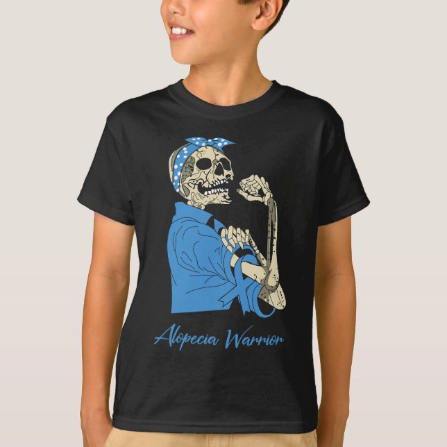 Camiseta Alopecia Warrior Awareness Support Strong Skeleton (Anverso)