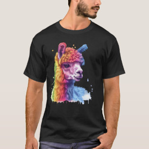 Camiseta Alpaca Arcoiris Colorido y vibrante arte animal