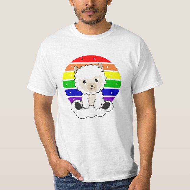 Camiseta Alpaca Arcoiris Dulce Animales Coloridos Dulces (Anverso)