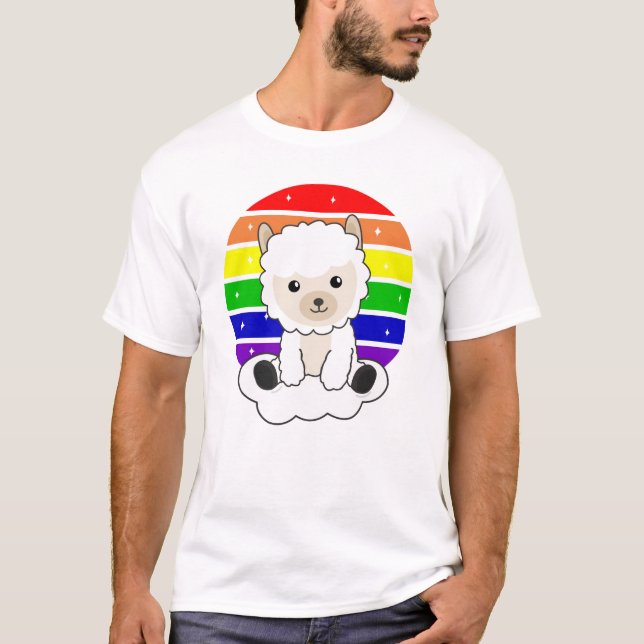 Camiseta Alpaca Arcoiris Dulce Animales Coloridos Dulces (Anverso)
