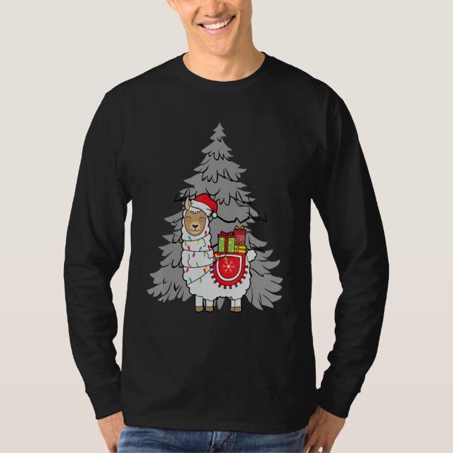 Camiseta Alpaca Christmas Tree Santa Fun Celebration Happy  (Anverso)