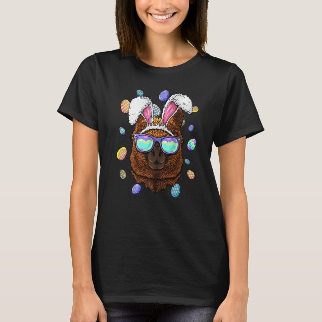 Camiseta Alpaca Easter Bunny Ears Caza divertida de huevos  (Anverso)