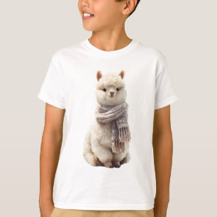 Camiseta Alpaca Esponjosa con Bufanda Acogedora para Niños