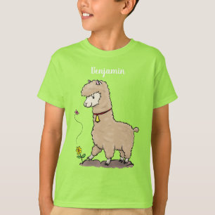 Camiseta Alpaca feliz con personalizado de mariposa