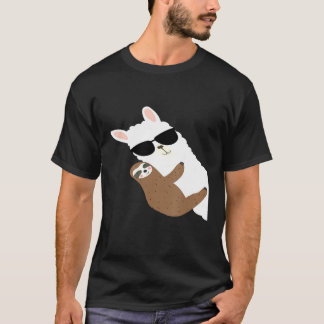 Camiseta Alpaca Guay Con Gafas De Sol Y Sloth Llama Sloth