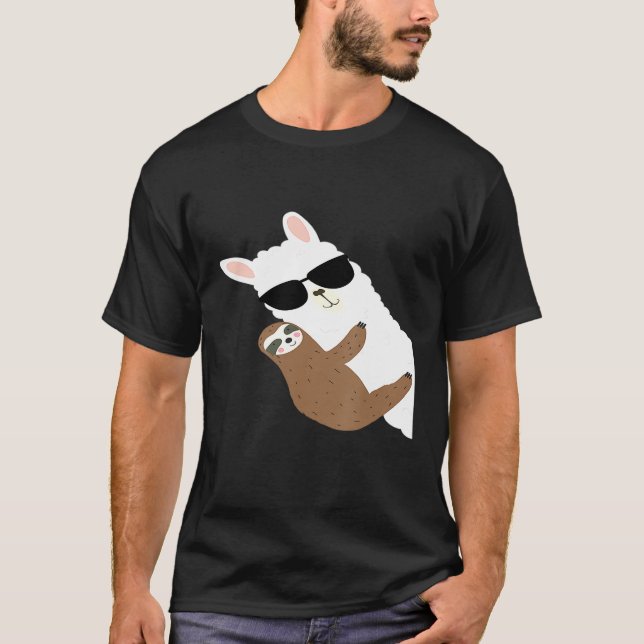 Camiseta Alpaca Guay Con Gafas De Sol Y Sloth Llama Sloth (Anverso)