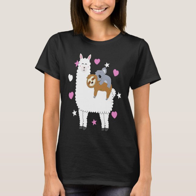 Camiseta Alpaca Lama Sloth Koala Women  Girls Sloth (Anverso)