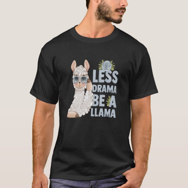 Camiseta alpaca llama animal  quote less drama (Anverso)