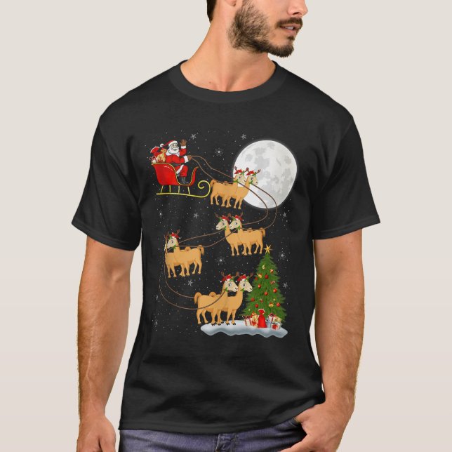 Camiseta Alpaca Llama Santa Sleigh Flying Funny Magical Chr (Anverso)