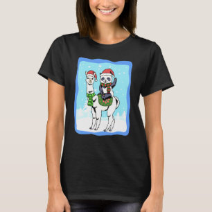 Camiseta Alpaca Mujeres Panda Niños Feliz Llama navideña