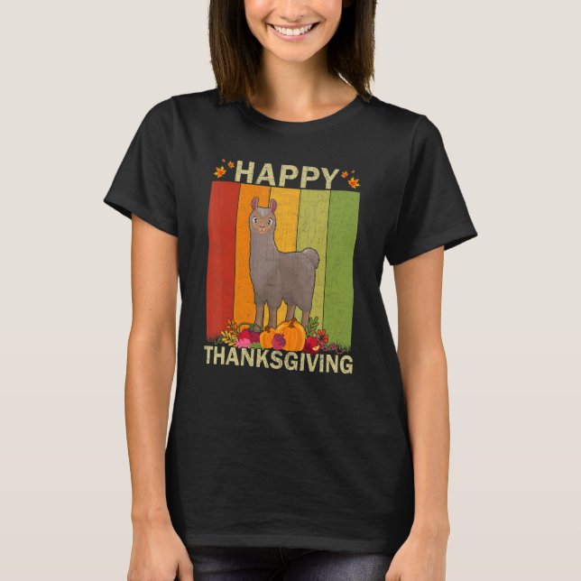 Camiseta Alpaca  Retro Graphic Family Matching Thanksgiving (Anverso)