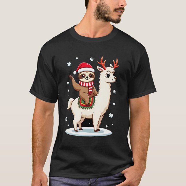 Camiseta Alpaca Sloth Christmas (3) (Anverso)