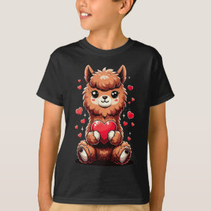 Camiseta Alpaca sosteniendo el corazón El día de San Valent