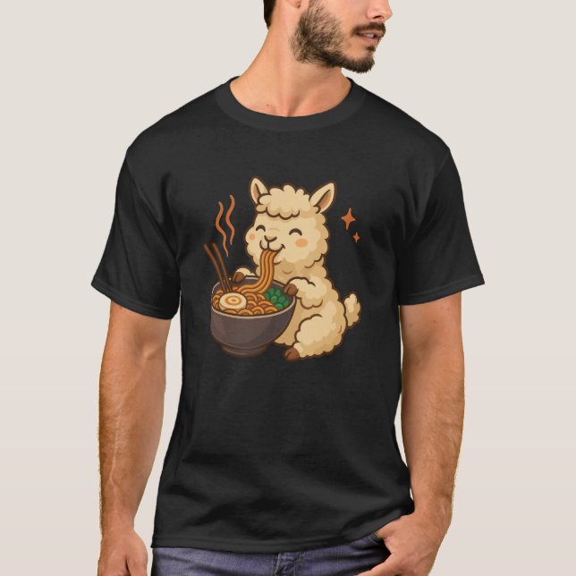 Camiseta Alpaca with Noodles Ramen Kawaii Alpaca (Anverso)