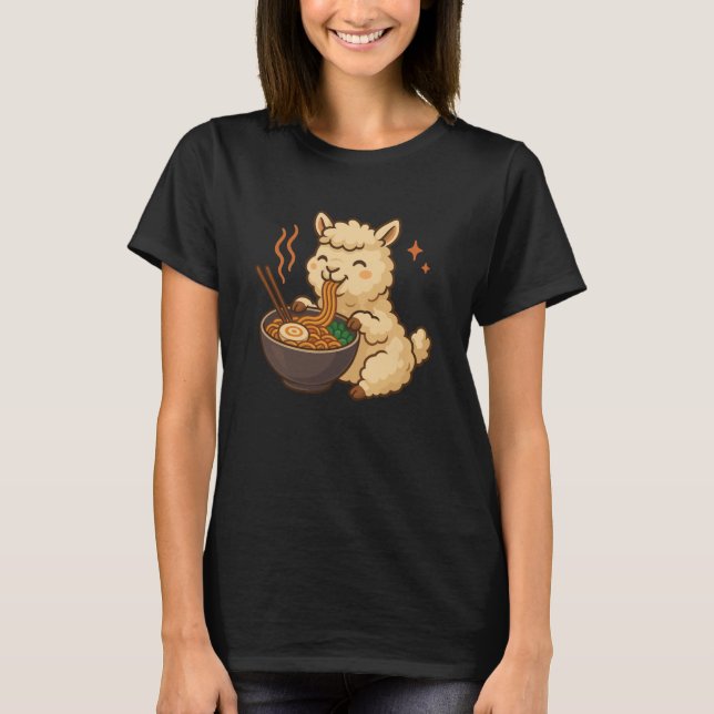 Camiseta Alpaca with Noodles Ramen Kawaii Alpaca (Anverso)