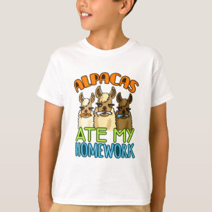 Camiseta Alpacas Ate My Homework Gracioso Amante Alpaca