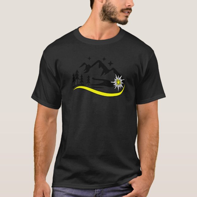 Camiseta Alpen Edelweiß Edelweiss disfraz para blanco real (Anverso)