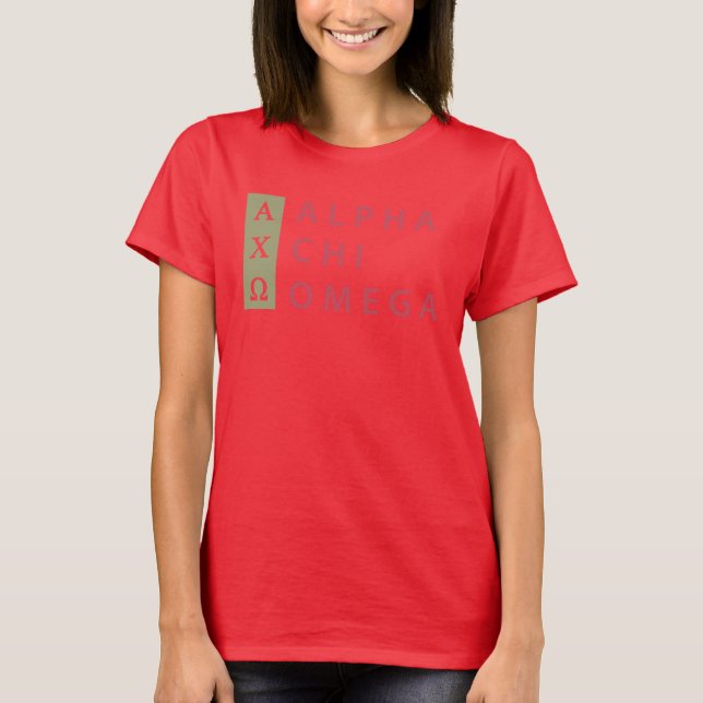 Camiseta Alpha Chi Omega | Logo apilado (Anverso)