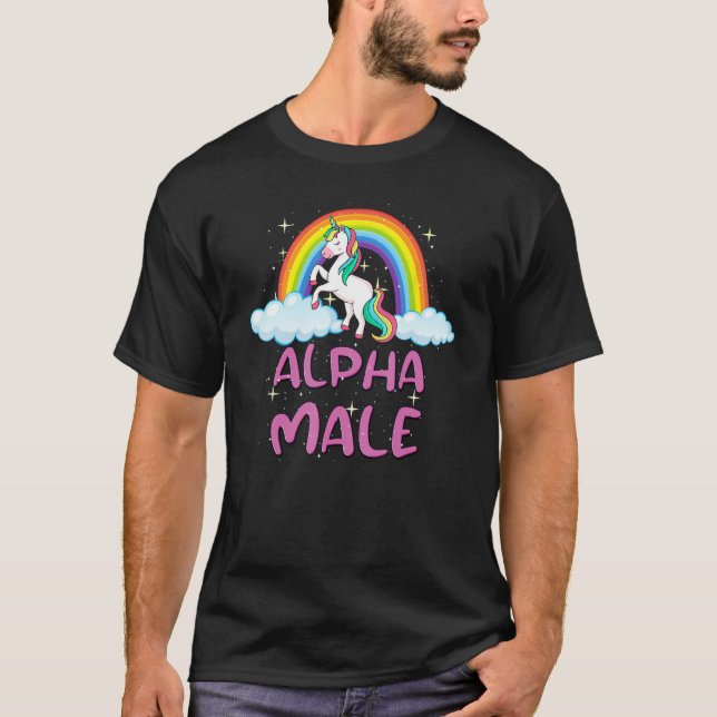 Camiseta Alpha Male Unicorn Rainbow  meme sarcastic Humor (Anverso)