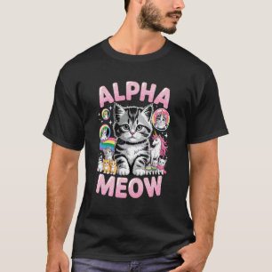 Camiseta Alpha Meow Macho Gatito Unicornio Arcoíris M