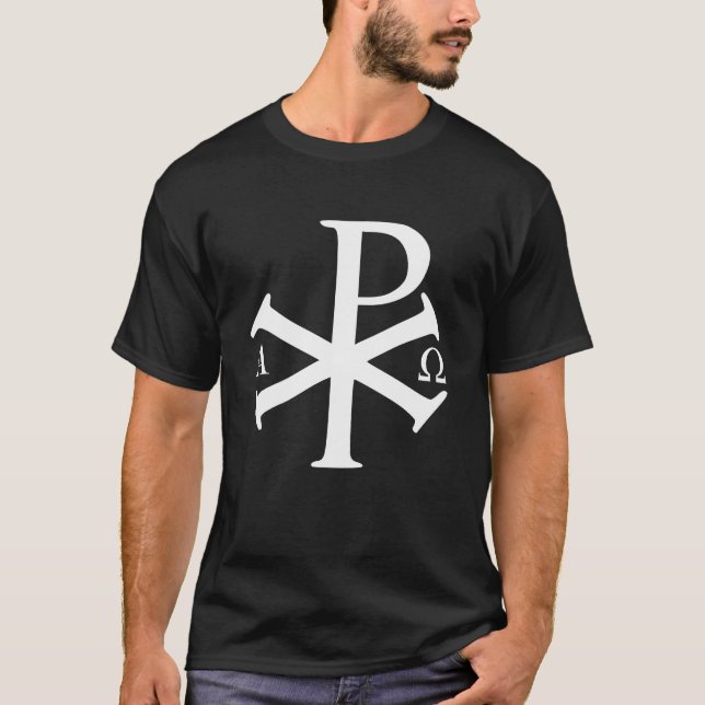 Camiseta Alpha Omega Chi Rho Cristiano bizantino Jesús (Anverso)