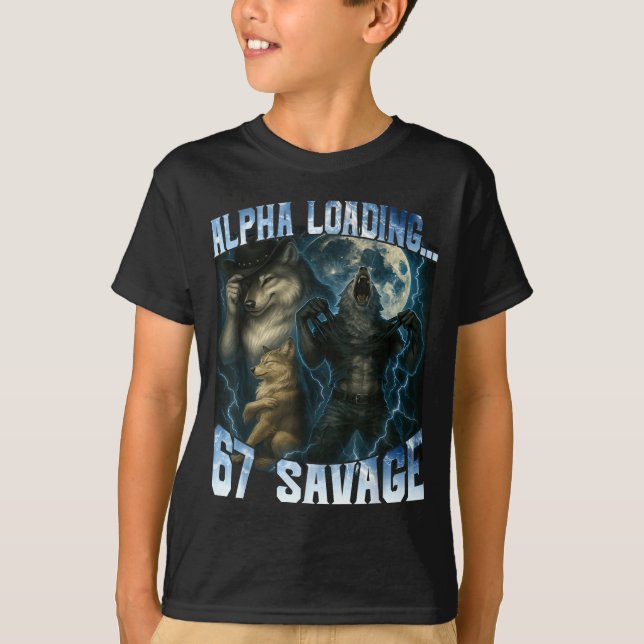 Camiseta Alpha Wolf Loading 67 Percent Savage Funny Wolves  (Anverso)