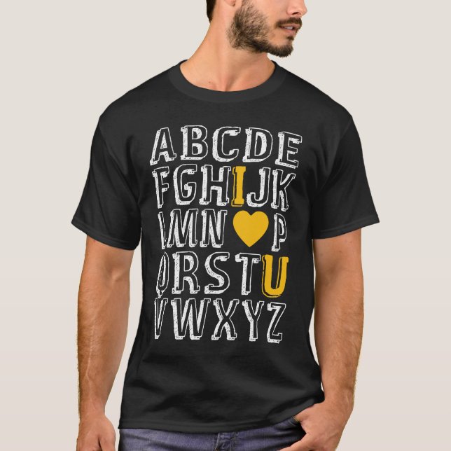 Camiseta Alphabet ABC I Love U English Teacher Valentines D (Anverso)