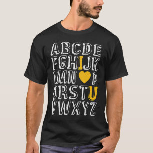 Camiseta Alphabet ABC I Love U English Teachines Valentines