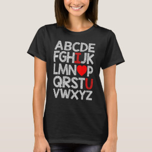 Camiseta Alphabet ABC I Love You Día de San Valentín Heart 