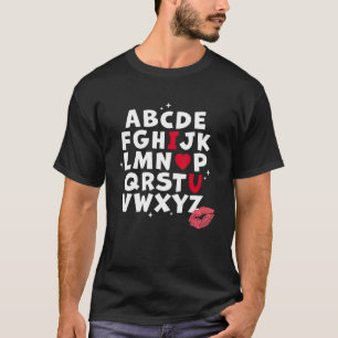Camiseta Alphabet ABC I Love You Heart U Día de San Valentí