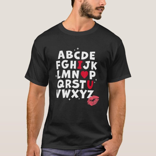 Camiseta Alphabet ABC I Love You Heart U Día de San Valentí (Anverso)