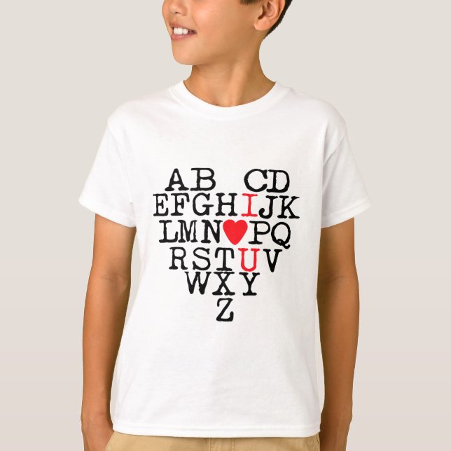 Camiseta Alphabet Abc I Love You T Shirt Día de San Valentí (Anverso)