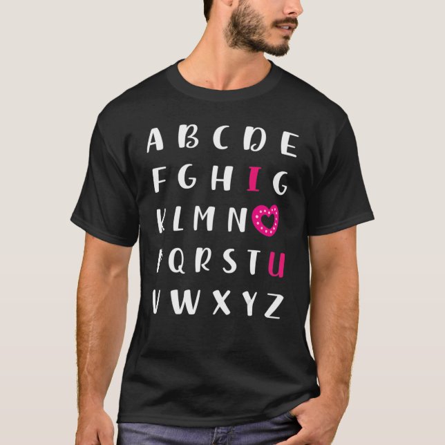 Camiseta Alphabet ABC I Love You T-Shirt Valentines Day Hea (Anverso)