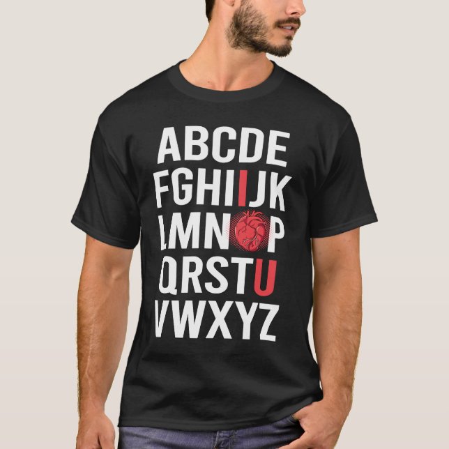 Camiseta ALPHABET ABC I LOVE YOU Valentine Anatomical Heart (Anverso)