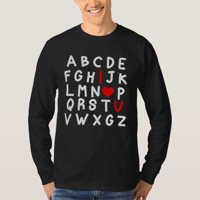 Camiseta Alphabet ABC I Love You Valentines Day Heart (Anverso)