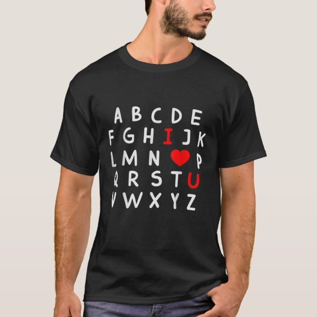 Camiseta Alphabet ABC Te amo Día de San Valentín Hearpl (Anverso)