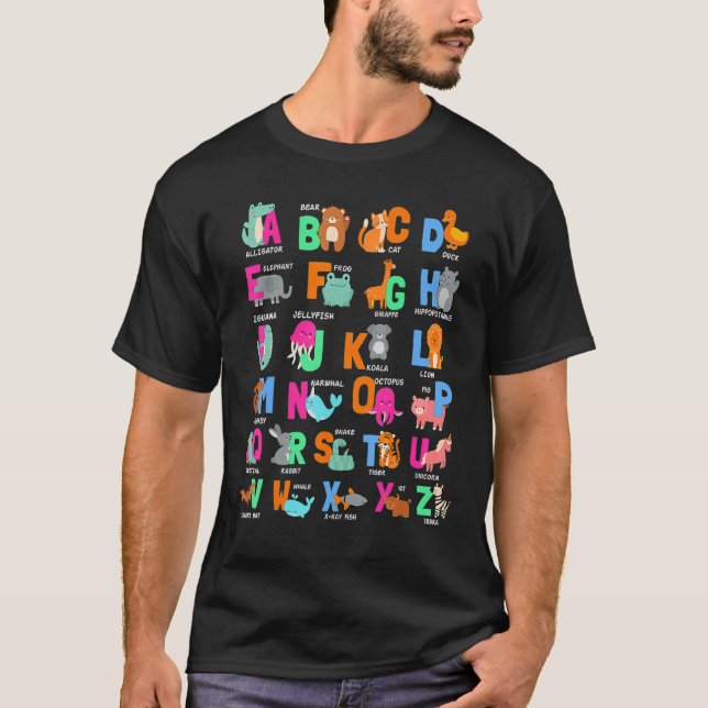 Camiseta Alphabet Animal ABCs Learning for boys, girls, adu (Anverso)