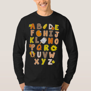 Camiseta Alphabet Funny Turkey Thankding Costume Prescho
