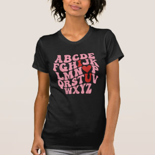 Camiseta Alphabet I Love You Día de San Valentín Heart Teac