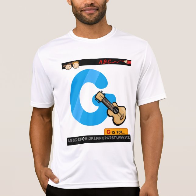 Camiseta Alphabet Letter G is for Guitar (Anverso)