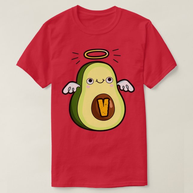 Camiseta Alphabet Letter V Cute Holy Guacamole Avocado (Diseño del anverso)