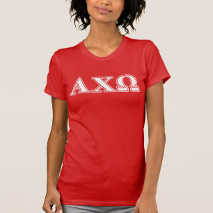 Camiseta Alphi Chi Omega Letras Blancas y Rojas
