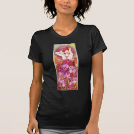 Camiseta Alphonse Mucha Amethyst Floral Vintage Art Nouveau