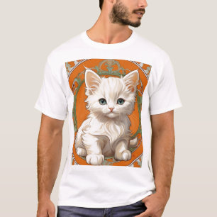 Camiseta Alphonse Mucha Art Nouveau Gatito Blanco