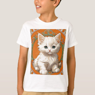 Camiseta Alphonse Mucha Art Nouveau Gatito Blanco
