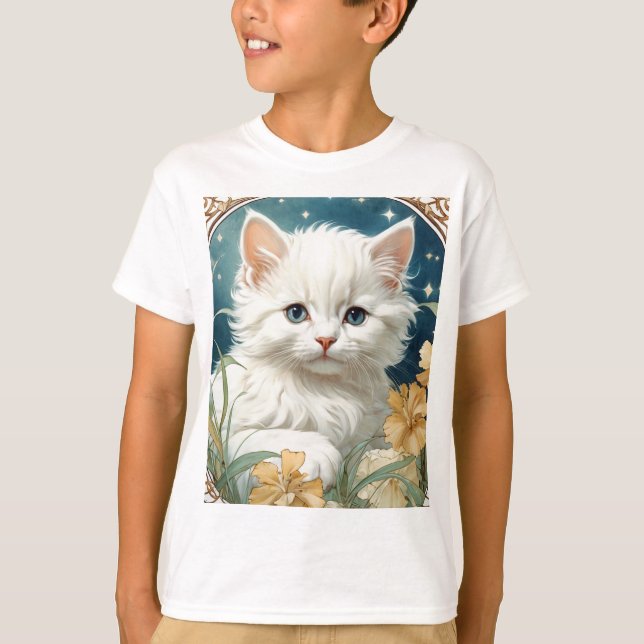 Camiseta Alphonse Mucha Art Nouveau Kitten (Anverso)