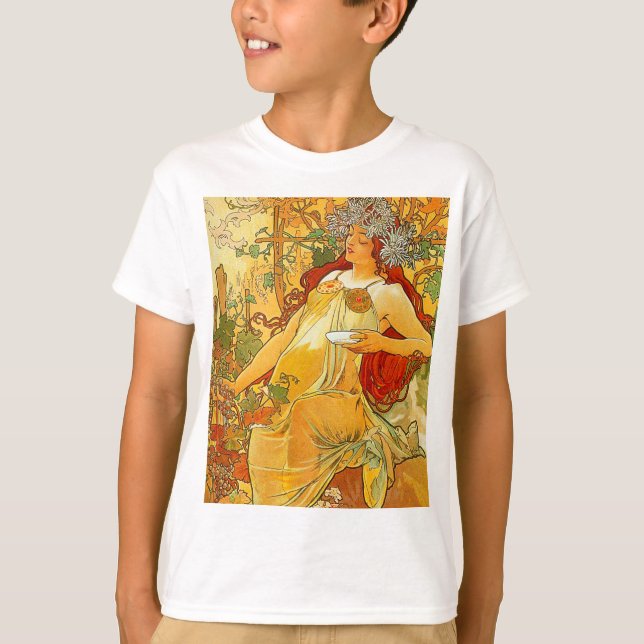 Camiseta Alphonse Mucha Art Nouveau Otoño (Anverso)