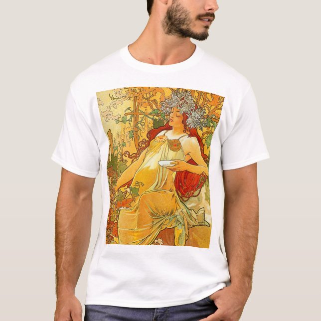 Camiseta Alphonse Mucha Art Nouveau Otoño (Anverso)