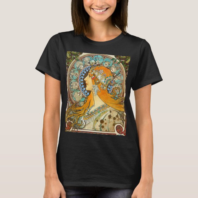 Camiseta Alphonse Mucha Art Nouveau Zodiac (Anverso)