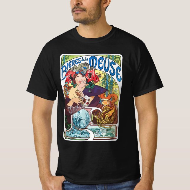 Camiseta Alphonse Mucha, Bieres de la Meuse (1897), Art Nou (Anverso)